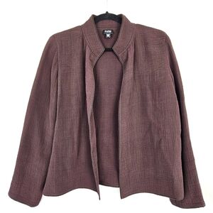 Eileen‎ Fisher Cardigan Top Blazer Brown Silk Blend Oversized Women's Size XS